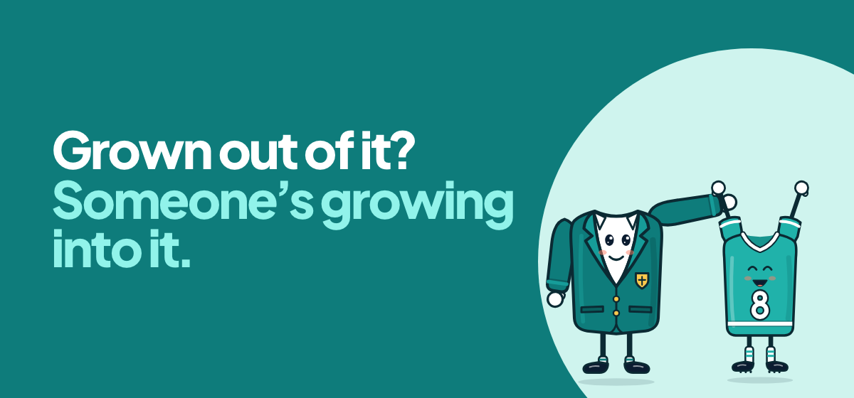 Grown out of it? Someone’s growing into it. The UniformHub blazer and #8 jersey mascots.